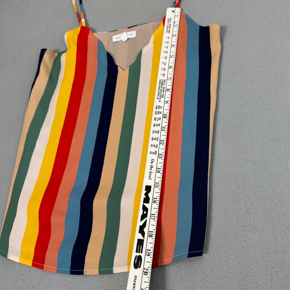 Socialite Camisole Top XS Rainbow Striped VNeck Colorful Summer Fun Multi-Color - Picture 4 of 6